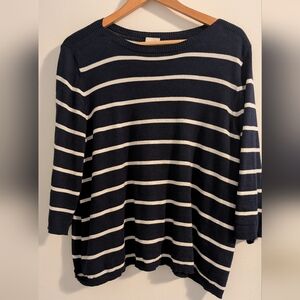 Chico's Navy and White Striped Knit Top